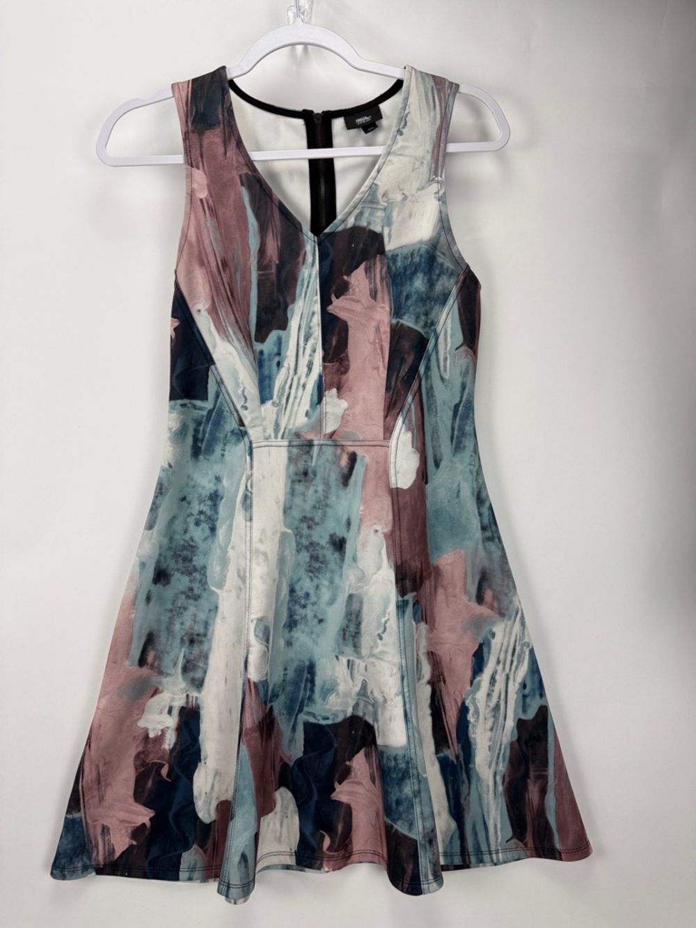 Mossimo Abstract Watercolor V‑Neck Mini Dress - Pink, Blue, White Size SP